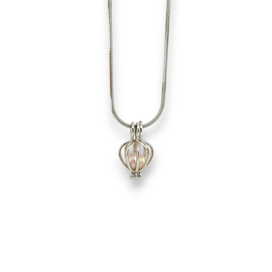 Silver-tone Cage Necklace